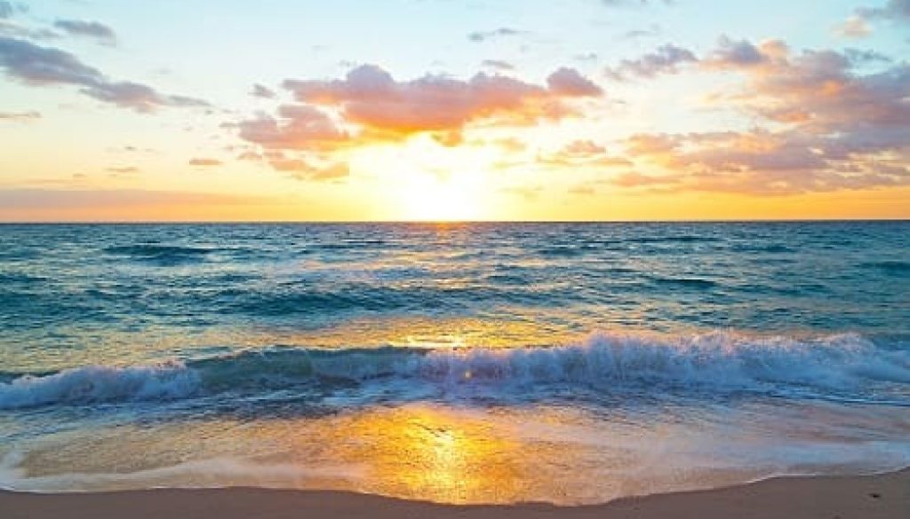 Sunrise over the ocean in Miami Beach, Florida.
